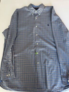 Polo by Ralph Lauren Blue and Tan Plaid Button-Down Shirt